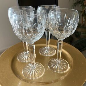 Waterford Crystal Lismore Hock Wine Glasses 7 1/2” tall MSRP $79.95 ea. Set of 4